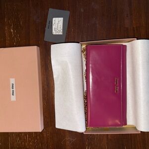 Miu Miu Fuchsia Wallet with Gold Accents